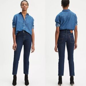 Levi’s Premium Women’s Wedgie Fit High Rise Button Fly Ankle Jeans Dark Wash 25